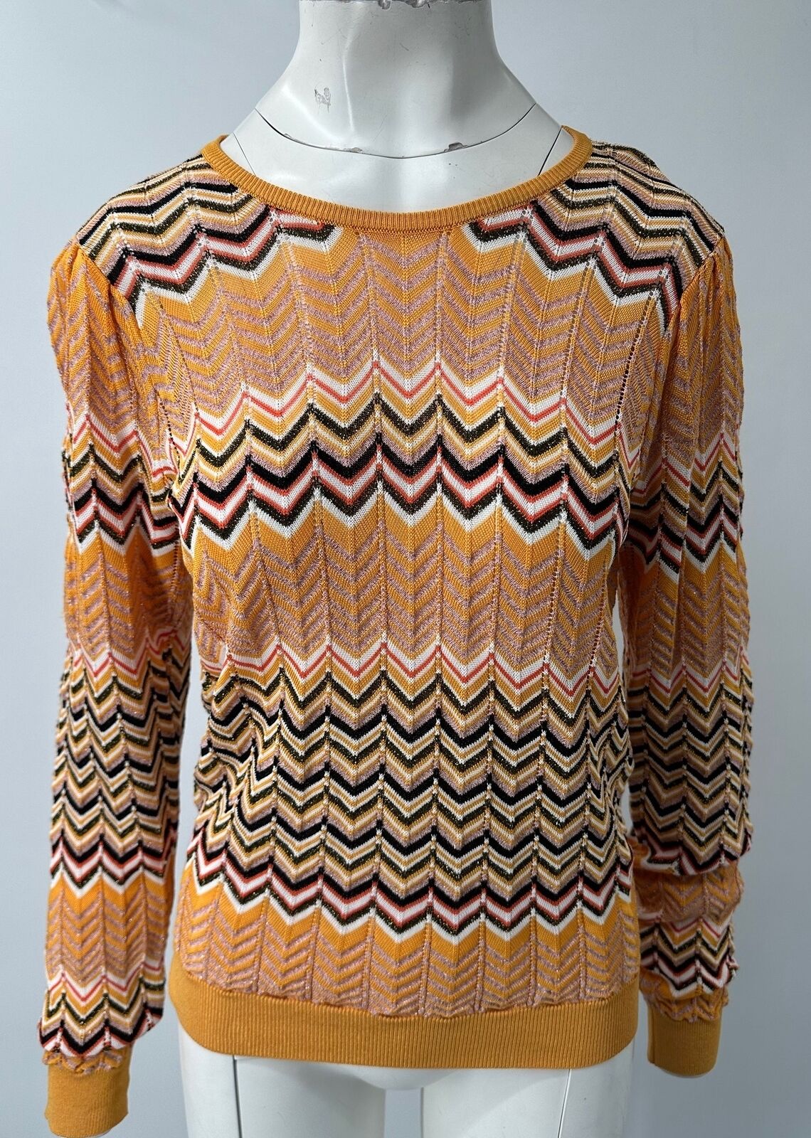 Maje knit zigzag print long sleeve sweater size 1 - image 1