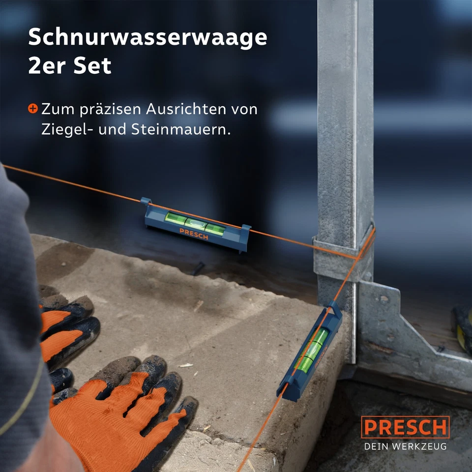 Presch Schnurwasserwaage 2 Stk. - Extrem fester Halt dank Sicherungshaken - Bild 2 von 4