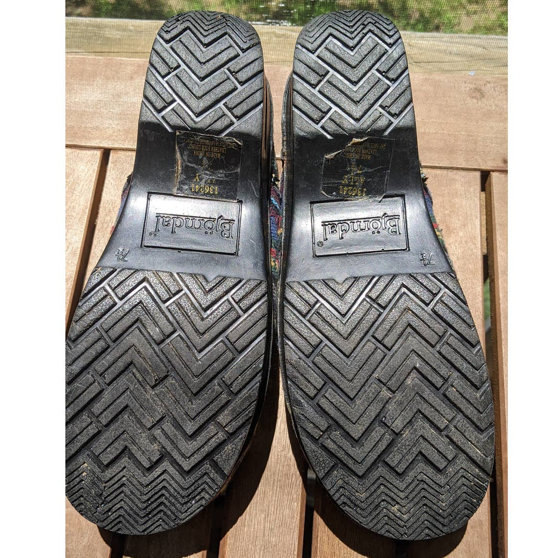 Bjorndal Women Clogs Ally Tribal Blanket Woven Fabric Striped