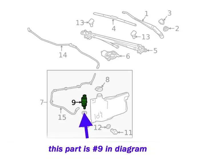 Motor bomba lavadora para parabrisas delantero para Chevrolet Volt 2011 2012 2013 2014 2015 Foto 2 de 2