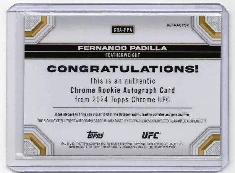 2024 Topps Chrome UFC Fernando Padilla Auto RC ROOKIE