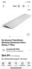 Ez-Access Transitions Modular Aluminum Entry Ramp, 1" Rise