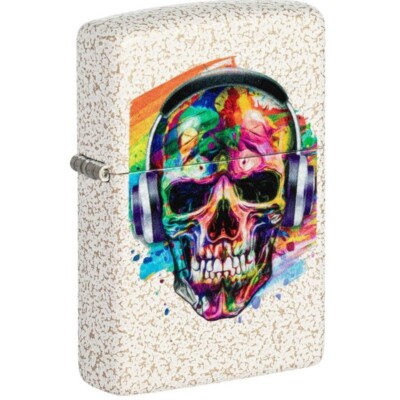 Zippo Petrol Lighter Skull Headphones Windproof Brand New & Boxed Rare