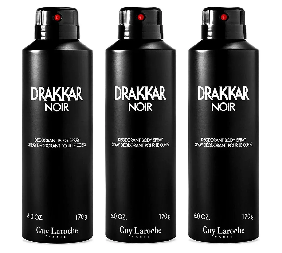 PACK OF 3* DRAKKAR NOIR By Guy Laroche BODY SPRAY for Men 6 oz 170 g | eBay