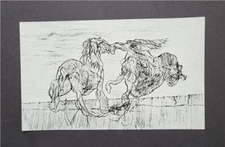 Max Ernst "Stallion and Bride of the Wind"  Mounted Offset b/w Lithograph 1977