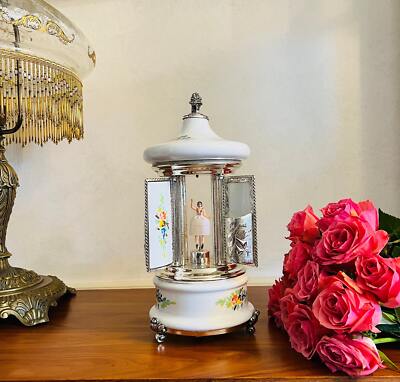 White Enamel Music Box with Ballerina – Reuge Cigarette or