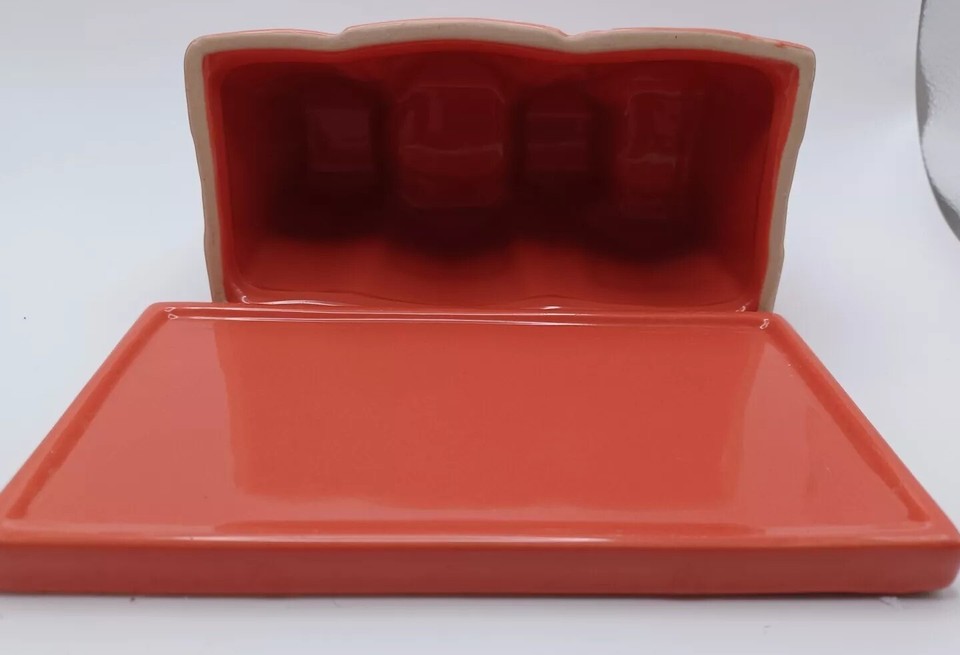West Elm Persimmon Salmon Orange Owls Covered Butter Dish eBay