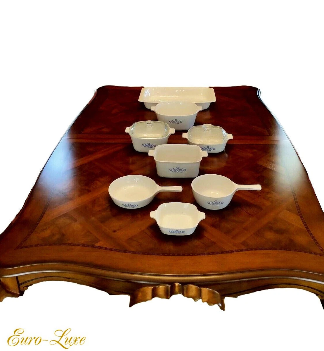 1960 1970 VINTAGE CORNING WARE BLUE CORNFLOWER CASSEROLE SERVING SET of 8