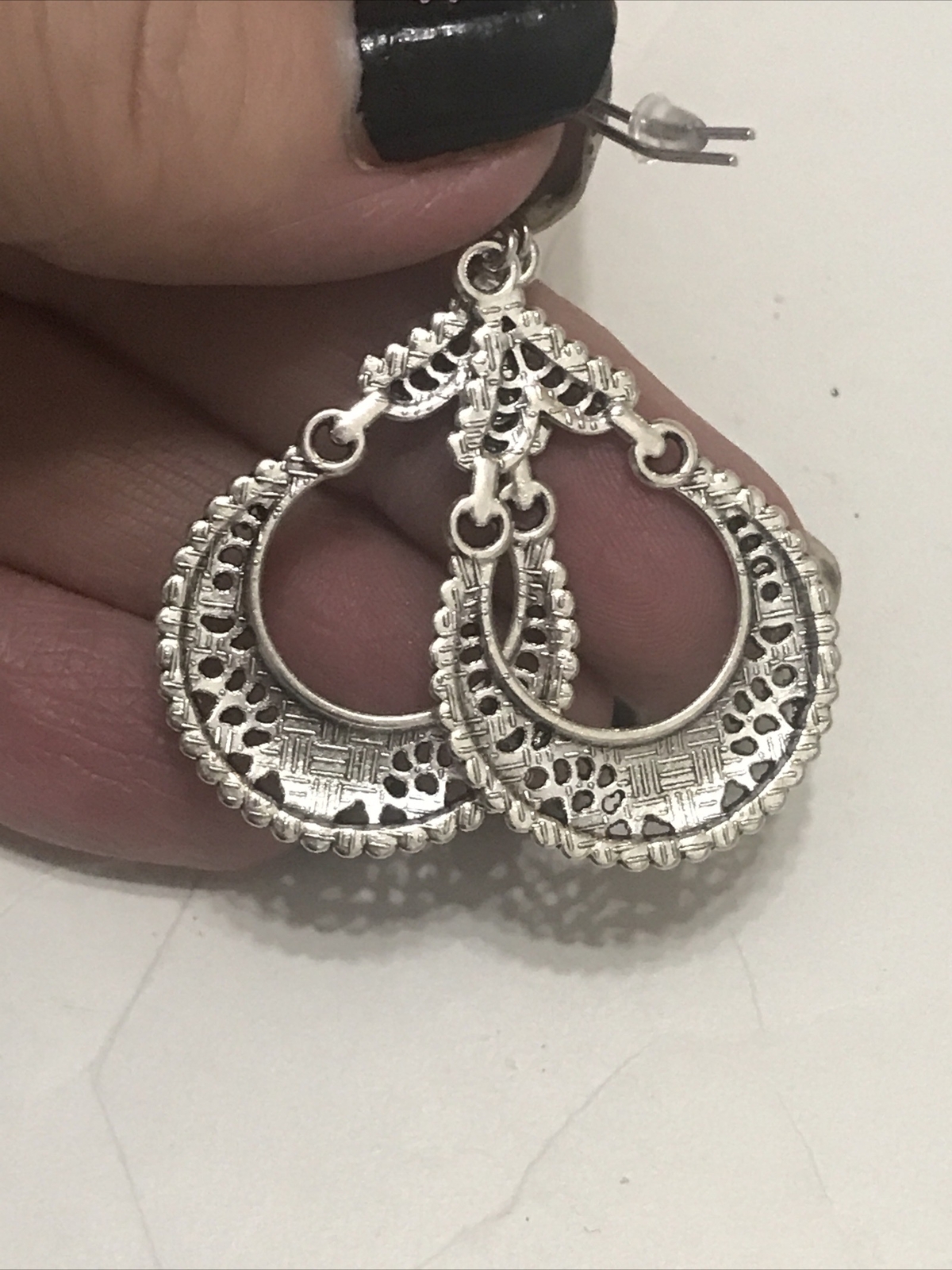 Metallic Loop Earrings Dangle Drop Design 3634 - image 4