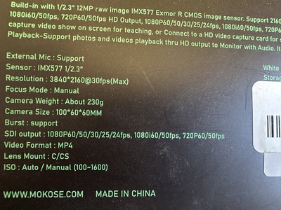 MOKOSE 4K Digital Camera 3840 * 2160/30FPS HDMI 3G-SDI USB Webcam 3.5MM HSC20