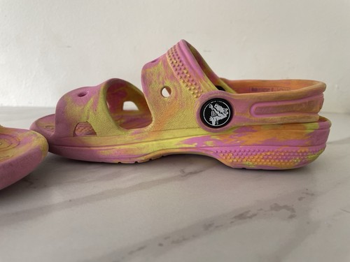 Crocs Marbled Sandale Clog Schuhe Iconic Comfort 207779 Gr. C10 Kind rosa gelb - Bild 8 von 24