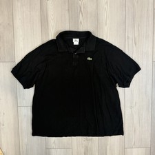 Lacoste Mens Vintage Short Sleeve Polo Shirt Black Cotton Logo Size 9 / 24  PTP