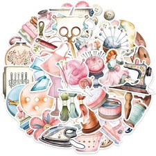 Vintage Sewing Stickers for Laptop,Quilting Craft Aesthetic Vinyl Decals