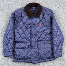 Polo Ralph Lauren Jacket Boys 5 Blue Quilted Barn Chore Coat Corduroy Collar