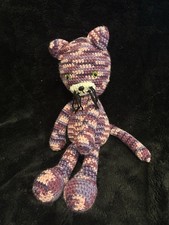 Handmade Crochet Plush Cat Kitty Plushie Purple Toy Stuffed Animal Pink