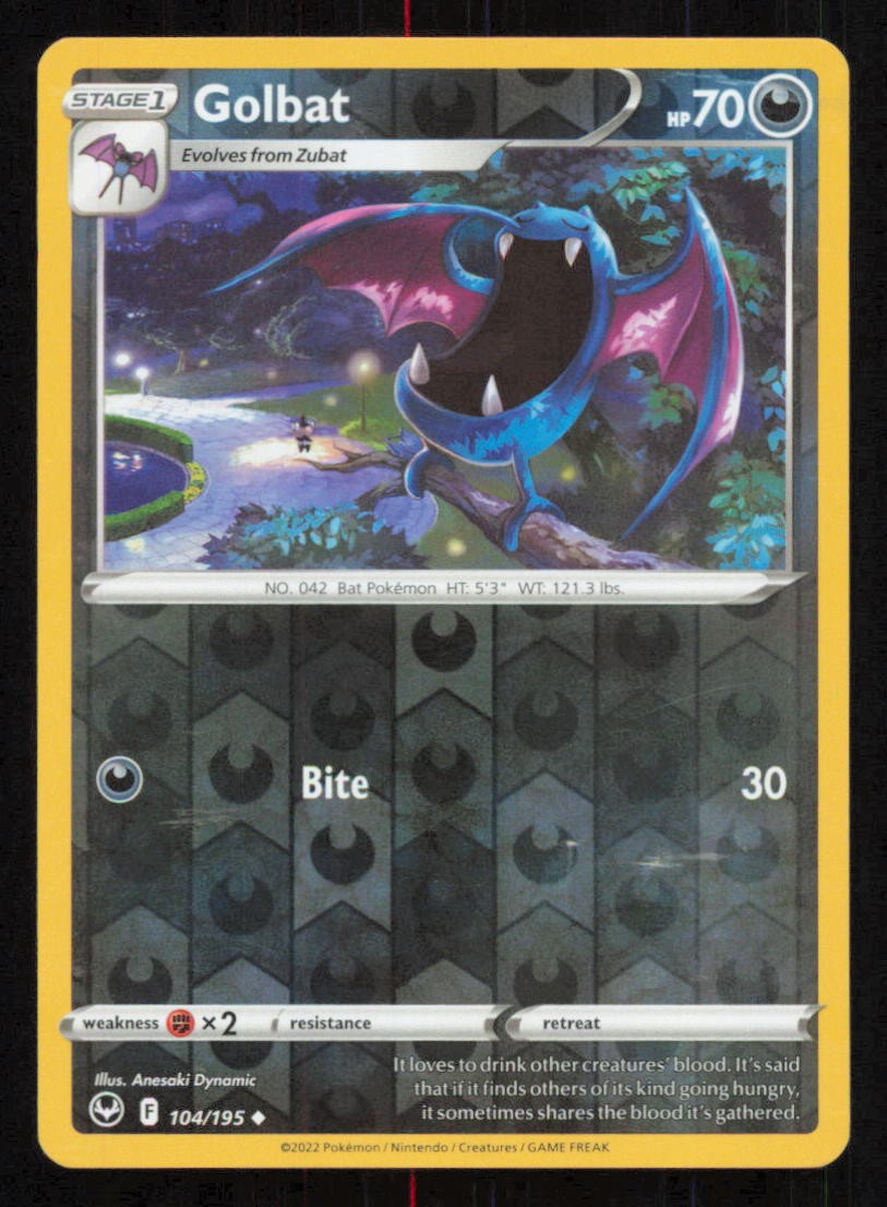 Golbat 104/195 Uncommon Silver Tempest Pokemon Reverse Holo Near Mint