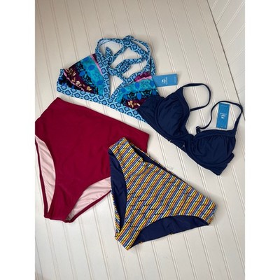 NWT Cupshe Two Peace Swimsuit Bikini Beach High Waist & Hipster BUNDLE Size M