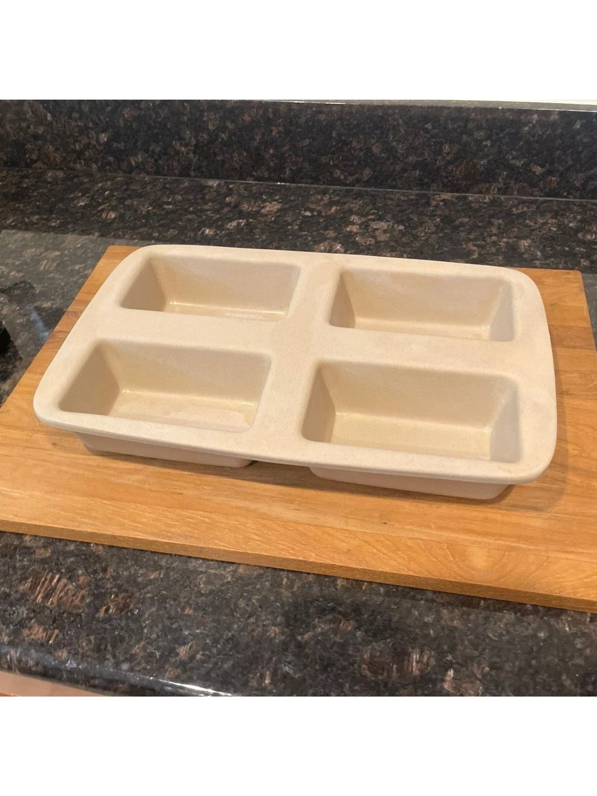 Pampered Chef Mini 4 Loaf Stoneware Bread Pan