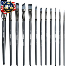Artist Paint Brush Set of 12 for Watercolor Acrylic Gouache Oil and Tempera Pain