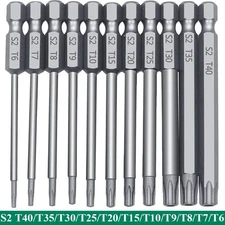 11PCS 1/4" Hex Security Torx Screwdriver Bit Set Magnetic Drill Flat Head 50/100