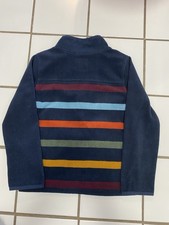 Lightly Worn Oshkosh Navy Blue Striped Zipper Fleece Jacket Size 8