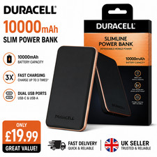 Image of Duracell Power Bank 10,000mAh Portable Mobile Battery Charger USB-C & USB-A