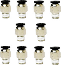 10Pk 1/4" OD x 1/8" NPT Male Straight Push to Connect Pneumatic Air Fitting ....