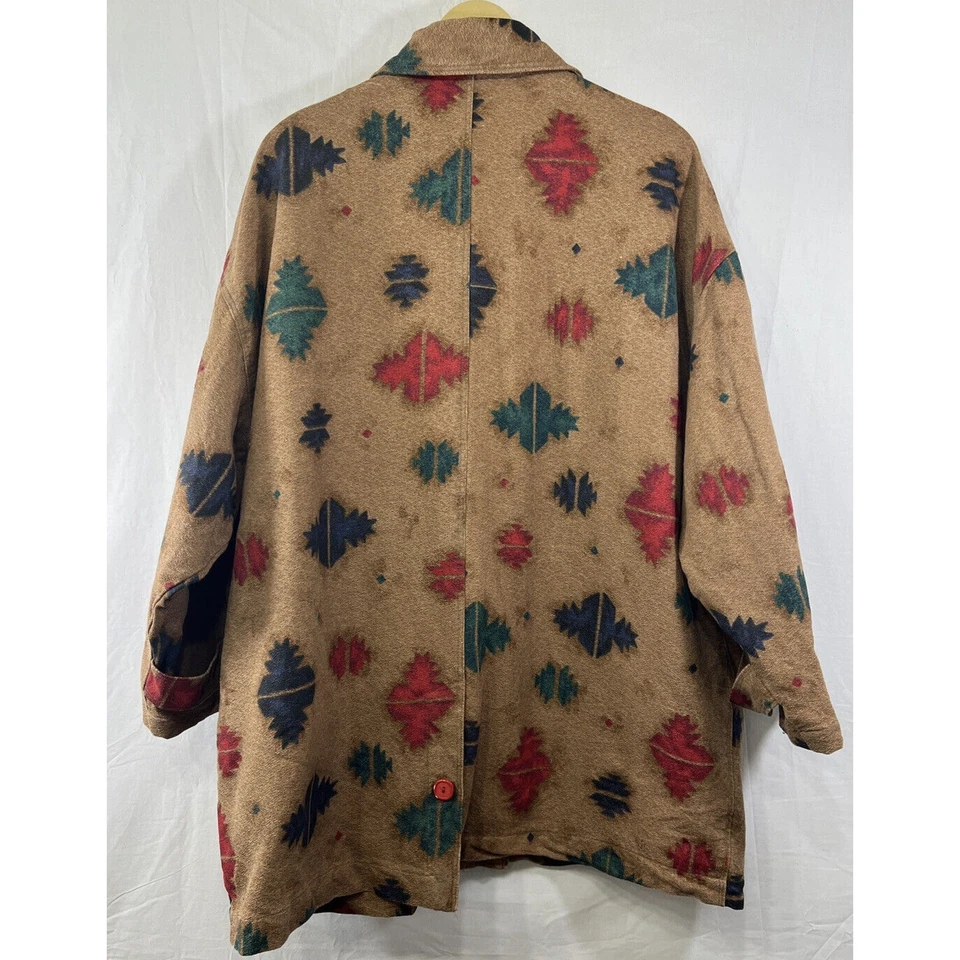 Abrigo de Granero de Colección Southwest Aztec Chore Talla 1X Bolsillos Forrados para Mujer Hecho a Mano Foto 2 de 4