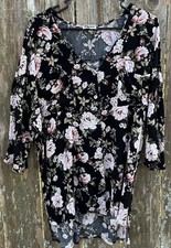 Show Me Your Mumu Floral Tunic Top Button Front Bohemian Casual Size S Oversized