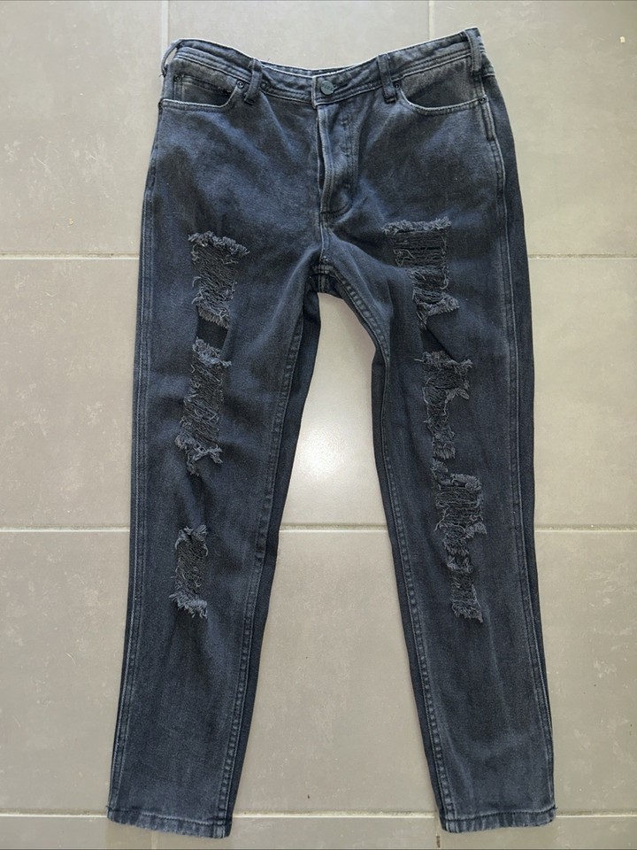 NANA Judy Womens Sz S The Bonnie Low Rise Relaxed Boyfriend Denim Jeans Charcoal