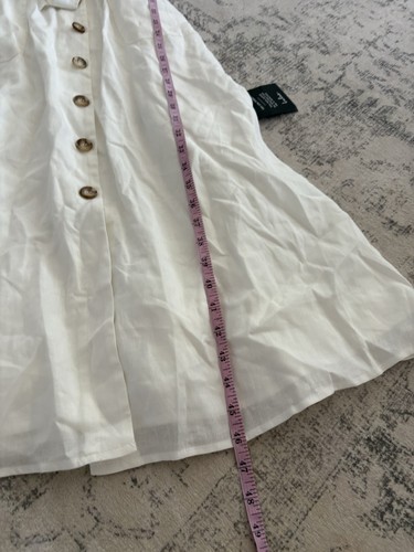 Lulus Sicily Midikleid Herzausschnitt weiß Knopfleiste Puffärmel Small Coastal - Bild 6 von 8