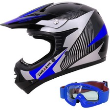 ZORAX ZOR-X19 Child Motocross Helmets Kids Pit Bike Blue Crash Goggles Off Road