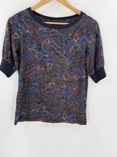 Lauren Ralph Lauren Multicolor Paisley Short Sleeve Top Shirt Size SMALL EUC
