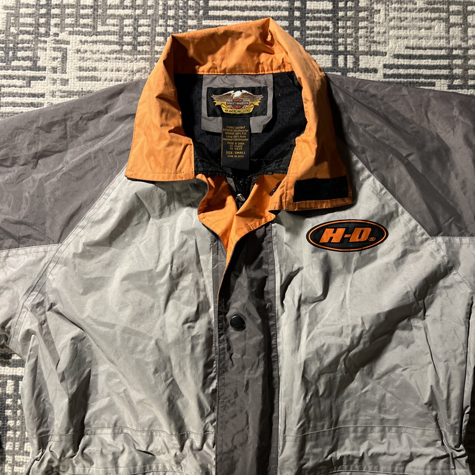 Harley Davidson Rain Gear 2 Piece Jacket Pants Small Grey Orange Hi-Vis *READ*