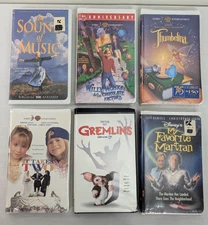 VHS Tape Lot 5 Sealed Clamshell WB Disney Thumbelina Willy Wonka Sound of Music+