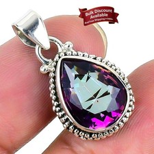 Rainbow Mystic Topaz Stone 925 Silver Artisan Sister Birthday Unique New Pendant
