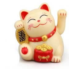 Japanese Solar Lucky Cat Figurines Cute Waving Arm Lucky Cat  Office