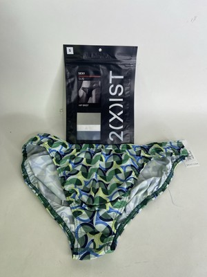 2xist Sexy Sliq Hip Brief Underwear Green Eames Circles Print Mens Size S