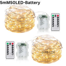 50-100 LED Battery Operated Fairy Lights with Remote Control for Christmas Decor