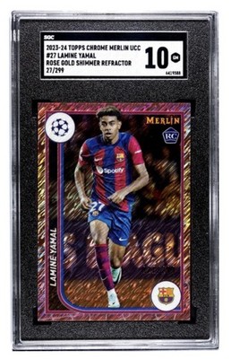 2023 Topps Merlin LAMINE YAMAL Rose Gold RC SGC 10 #27/299 JERSEY MATCH