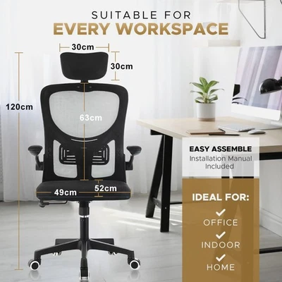 Office Chair Mesh Back Ergonomic Desk Chair with Flip-up Armrest Swivel Chair