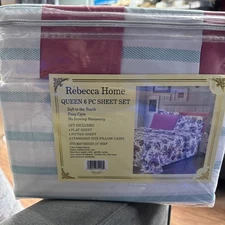 6 pc Queen Sheet Set 1900 thread count Red Maroon White Floral Wrinkle Free