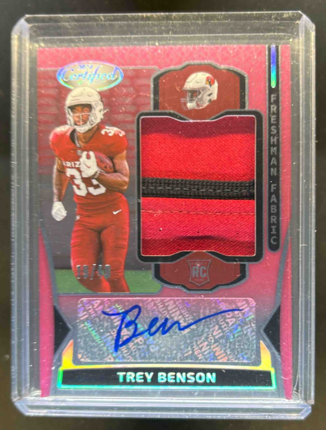 2024 Certified Trey Benson Freshman Fabric Mirror Patch Pink Etch RC Auto #19/49