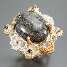 Handmade 14 ct Natural Sunstone Ring 925 Sterling Silver Size 6.5 /R439995