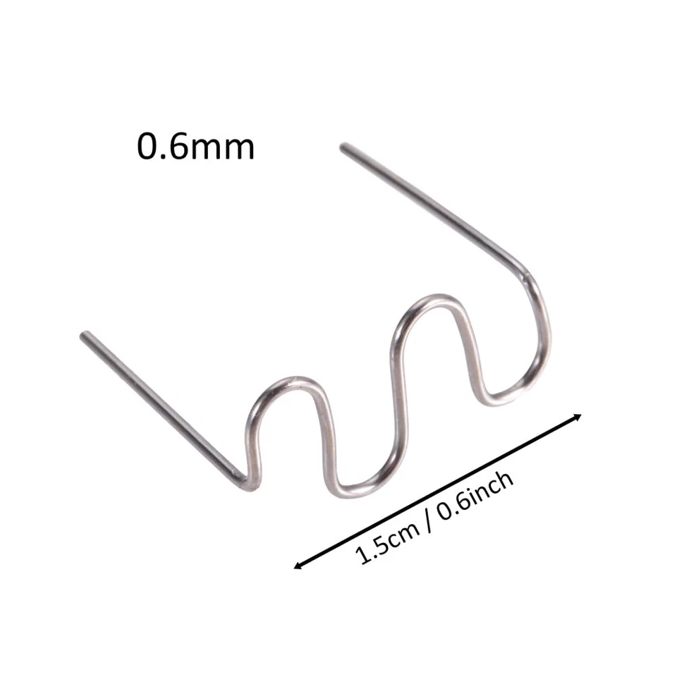 1000 piezas varillas de soldadura grapas calientes plástico reparación coche parachoques forma onda 0,8 mm 0,6 mm Foto 2 de 4