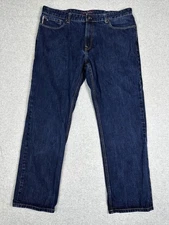 Tommy Hilfiger Jeans Mens 38x32 Dark Wash Blue Custom Straight Premium Denim