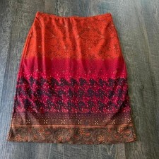 Vintage HeartSoul Boho Midi Skirt Red Patterned Made in USA