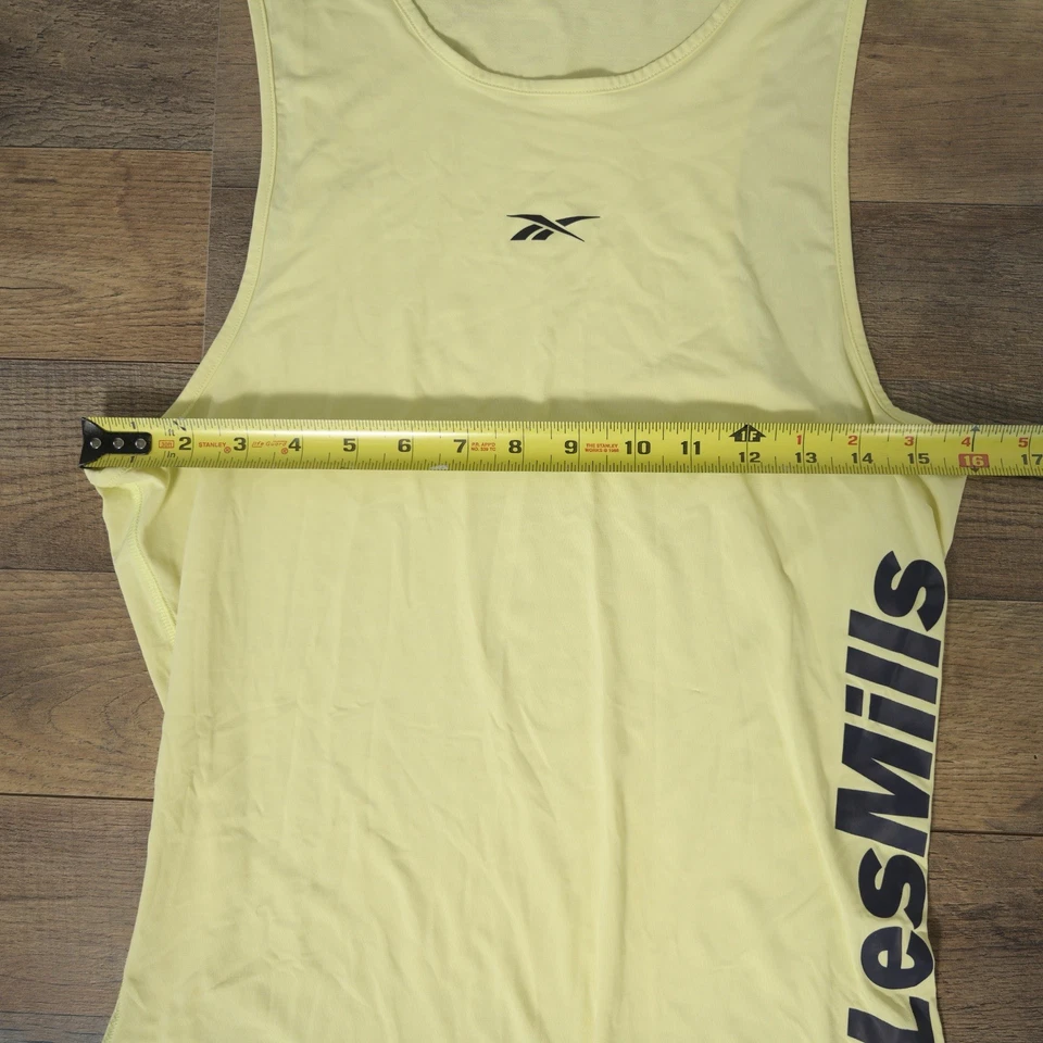 Reebok Les Mills Women’s M. Neon Yellow/Black Logo Athletic Sleeveless Tank Top - Image 3 of 4