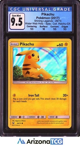 Pokemon 2017 Pikachu 28/73 Water Web Holo Shining Legends CGC 9.5