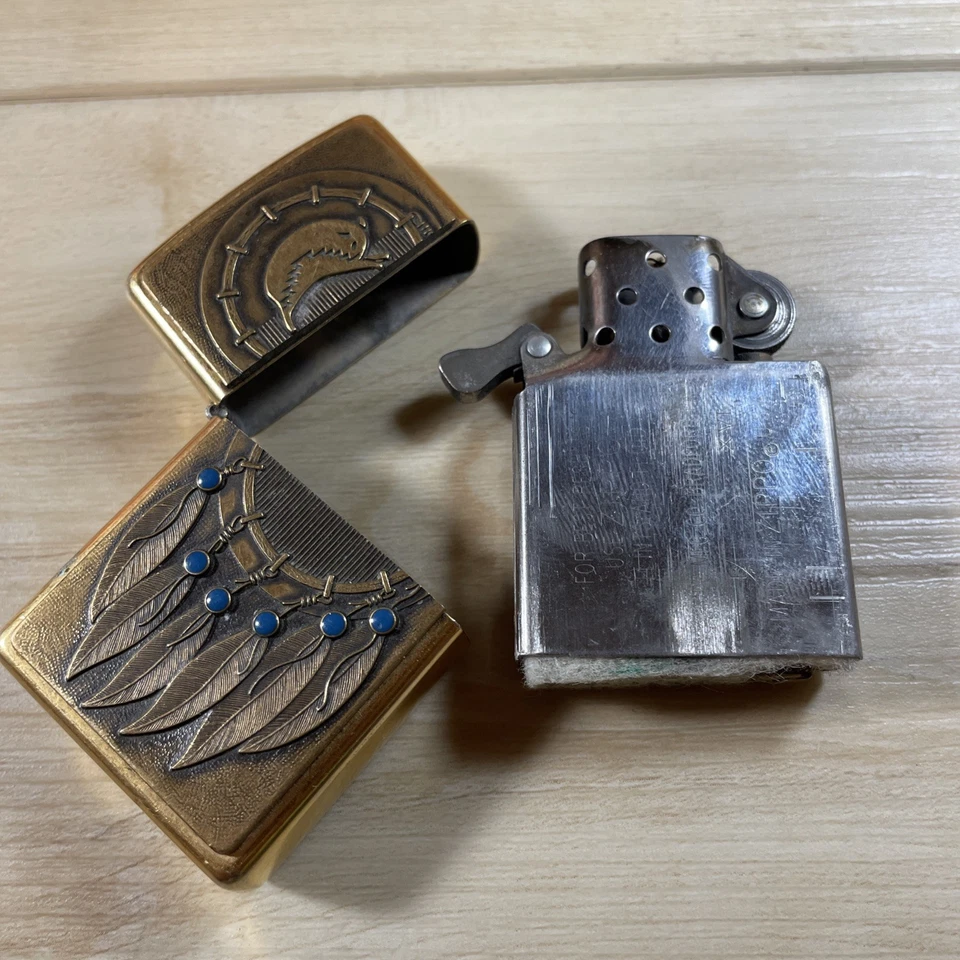 Encendedor Zippo 2003 Indian Deamcatcher de latón usado Foto 3 de 4